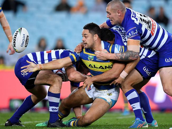 Jarryd Hayne of the Eels has a career average of 78.7 PPG against the Titans. Picture: AAP Image