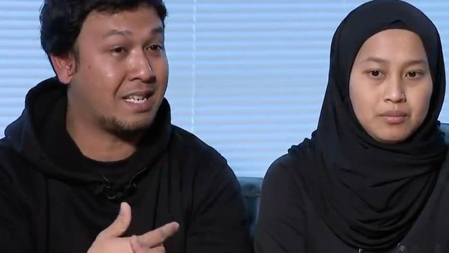 Muhammed's parents, Segaff Sinin (left) and Shikin Hasnawi, are urging others to vaccinate their children against the flu. Picture: Channel 7 / 7 News