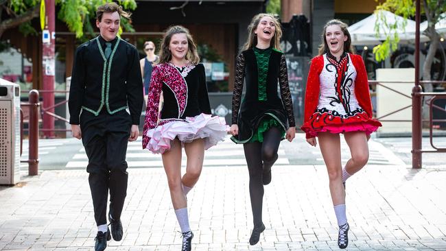 Irish dancers Conor Bevan, Rhiannan Rook, Shannyn Rook and Isabelle Rook are gearing up for this weekend’s Croydon Multicultural Festival. Picture: Sarah Matray.