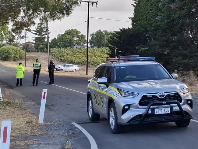 Three police officers and State Emergency Service crews remained at the scene of serious crash along Baylis Rd, Whites Valley, to determine how the crashed occurred in the early hours of Friday morning., , A portion of the road near Flour Mill Rd was blocked off, as investigators examined the scene, with fragments of debris from the vehicle seen on the road. Picture:Agnes Gichuhi