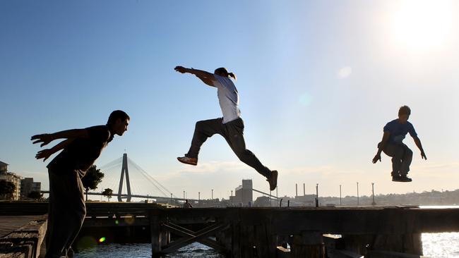 Pyrmont is a magnet for parkour athletes.