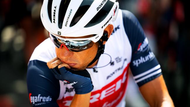 Trek-Segafredo’s Richie Porte crashed just outside of Stirling during Stage 2 of the Santos Tour Down Under on Wednesday. Picture: Daniel Kalisz/Getty Images