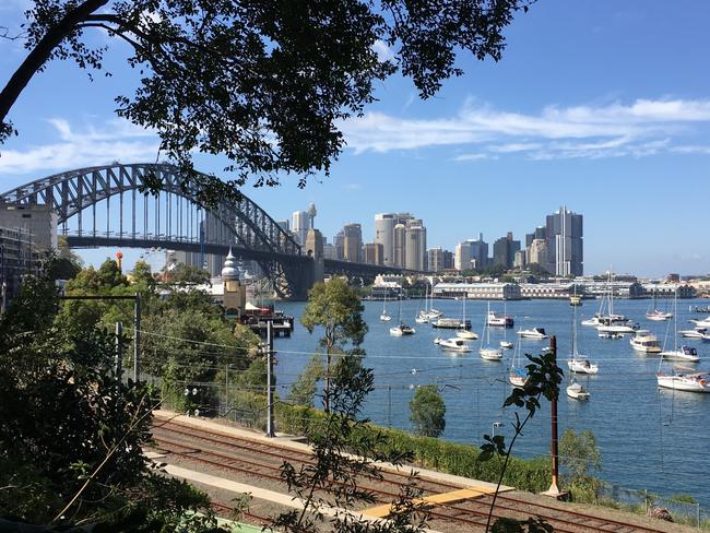 A view over the old rail line from Wendy Whiteley’s Secret Garden.