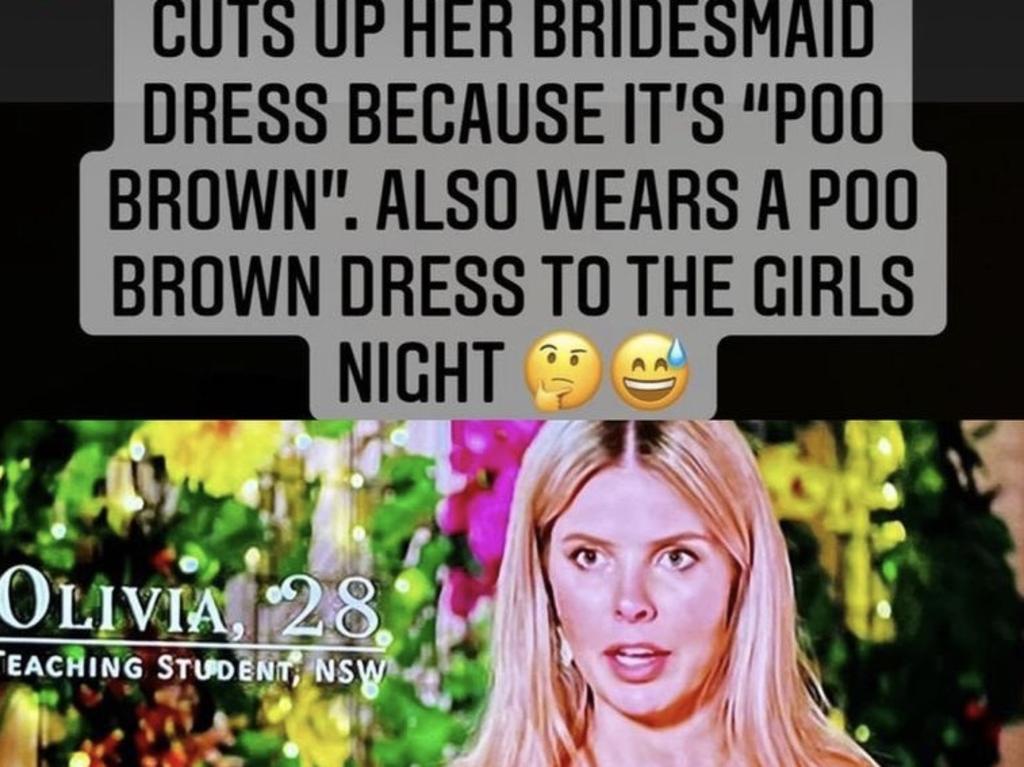Fans were quick to point out Olivia's brown dress.