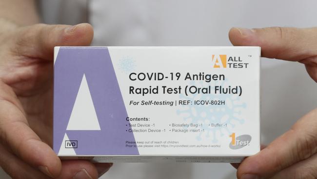 Rapid antigen test (RAT) results will be recorded with a new hotline. Picture: Brendan Radke