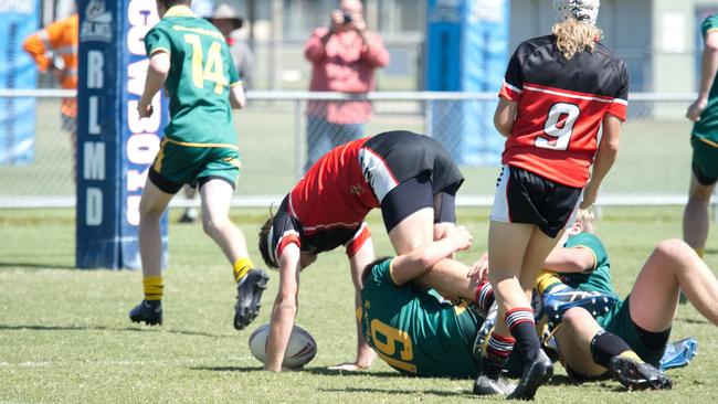 Ignatius Park College and Kirwan State High School teams take on St Brendanâ€™s College Yeppoon teams in Queensland state rugby league semi finals at Mackay on Wednesday, August 24, 2022.