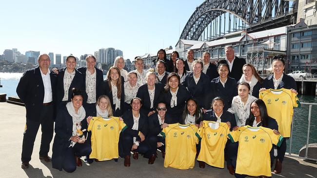 The Wallaroos at their farewell in Sydney on Tuesday ahead of their World Cup in Ireland.