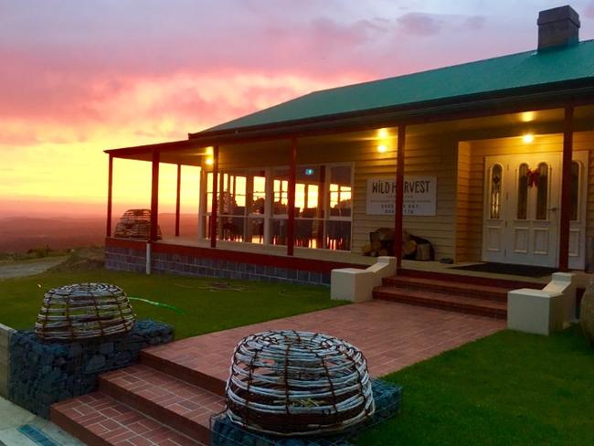 King Island’s Wild Harvest restaurant at sunset overlooking Grassy’s deep-sea port.