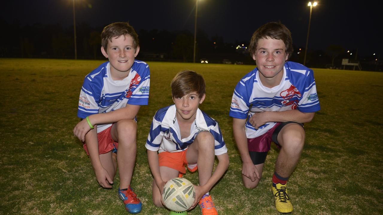 Collegians fullbacks Alex Donn (U12), Jayden Lippi (U11) and James Wallace (U14) are gearing up for rugby league grand finals. Photo Gerard Walsh / Warwick Daily News