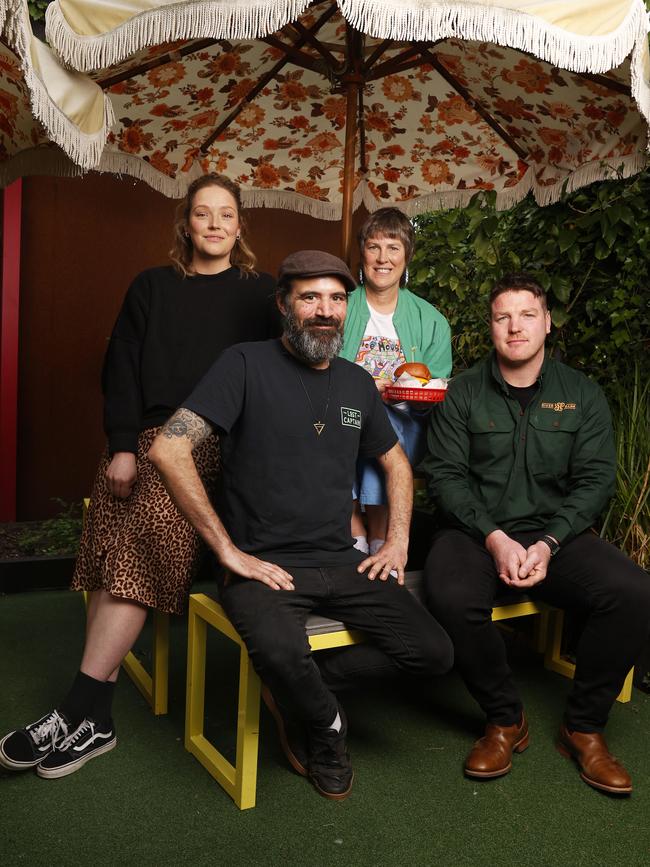 Khayla Massie co-curator and stallholder, Dayal Patel chef from Lost Captain, Jo Cook co-curator, Michael Paul of River Bank. Taste of Summer launch for 2024/25 event. Picture: Nikki Davis-Jones