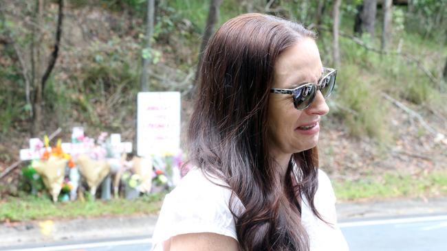 Claudine Snow at the scene of her family’s roadside memorial. Picture: Richard Gosling