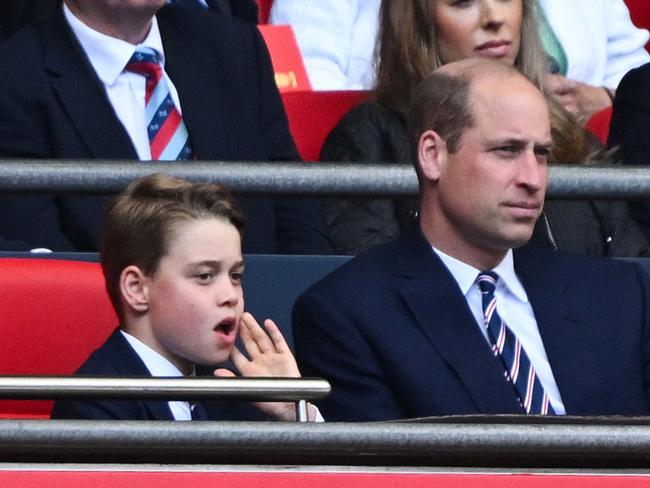 Prince George attends the FA Cup final football match with his father, Prince William. Picture: AFP