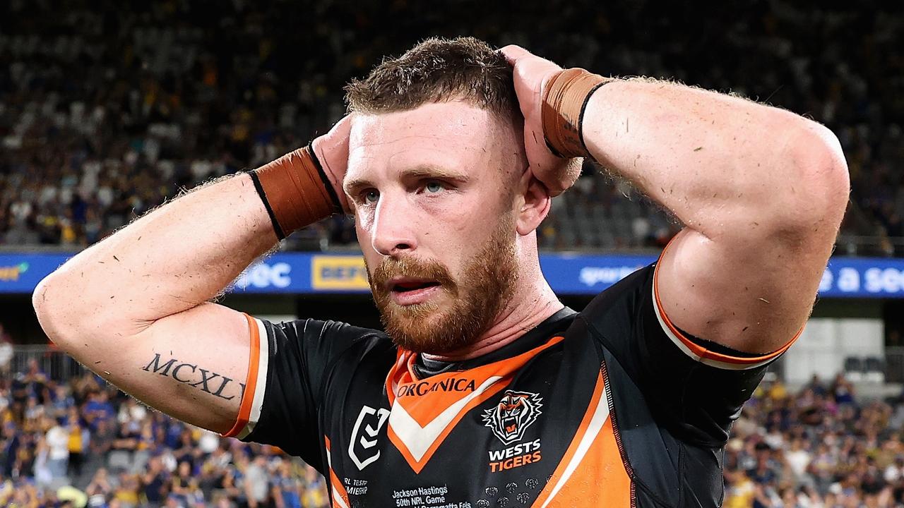 Jackson Hastings was composed in the No.7 jumper for the Tigers. Picture: Cameron Spencer/Getty Images