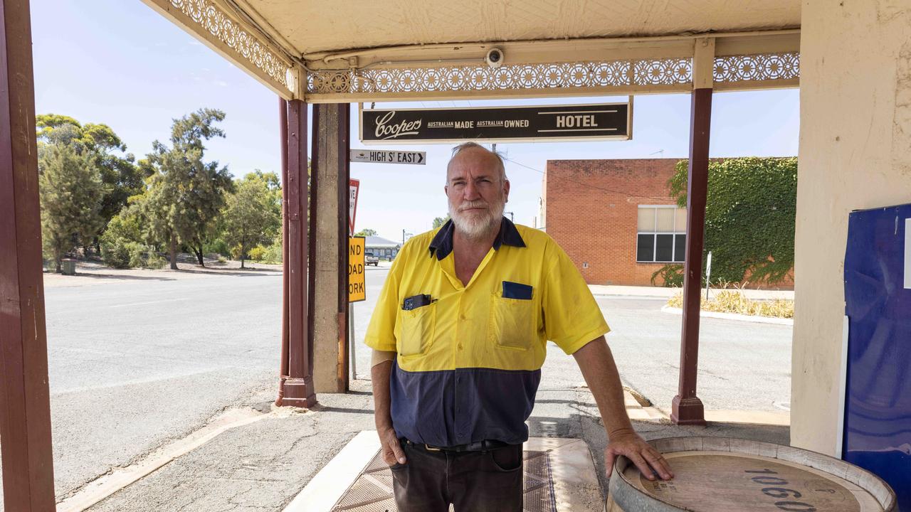 Greg Stevens speaking about the reaction in Snowtown of the imminent release of Mark Haydon. Picture: Kelly Barnes