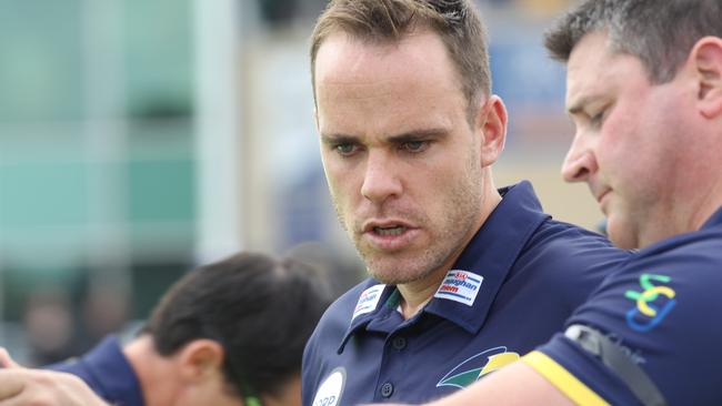 Sam Lonergan gets a win in his first game as Eagles coach. Picture: AAP Image/Dean Martin