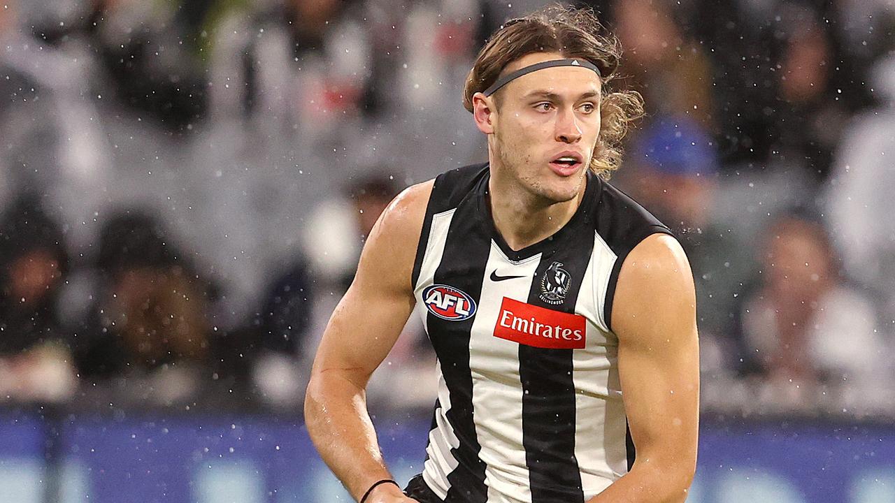 Darcy Moore is a gun defender, but could he be deployed inside forward 50 to the same effect? Picture: Michael Klein