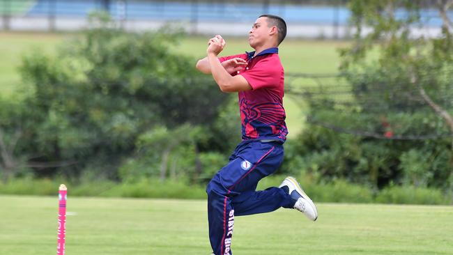 Brisbane State High School bowler Jordan Hook. Picture, John Gass