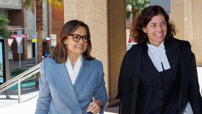 Lisa Wilkinson arrives the Federal Court with barrister Sue Chrysanthou. Picture: NCA NewsWire / David Swift