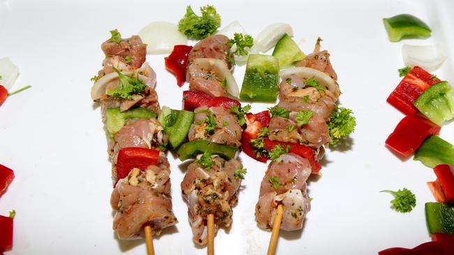 Vicki Kokinakos’s mediterranean chicken souvlaki can be cooked on the barbecue.