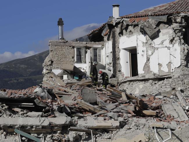 Towns have been left flattened by the deadly quake. Picture: AP/Alessandra Tarantino