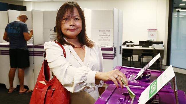 Amy Allan was one of the millions of Australians who cast their vote early. Picture: Brendan Radke