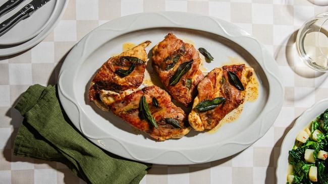 Elizabeth Hewson’s chicken Saltimbocca. Picture: Nikki To