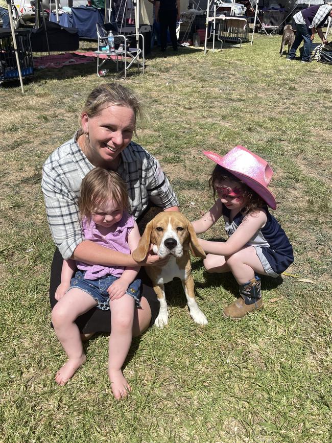 Clare Richards, Quinn Richards, Jimmy and Bailey at the Lang Lang Pastoral Agricultural and Horticultural Show on Saturday, January 18, 2025. Picture: Jack Colantuono