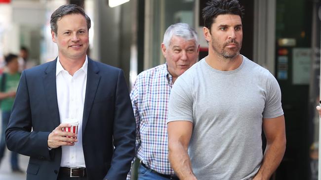 Sea Eagles Chairman Scott Penn and Manly coach Trent Barrett. Picture: Brett Costello