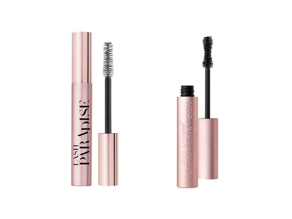 The L’Oreal Paris Lash Paradise Mascara versus the Too Faced Better Than Sex Mascara.