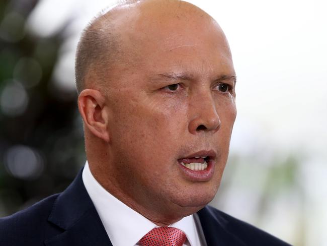 Minister for Home Affairs Peter Dutton speaks to media outside Waterfront Place, Brisbane, Wednesday, January 9, 2019.Mr Dutton wants states to sign up to a national child-sex offender register, but an advocacy group says it won't keep kids safe.(AAPImage/David Clark) NO ARCHIVING