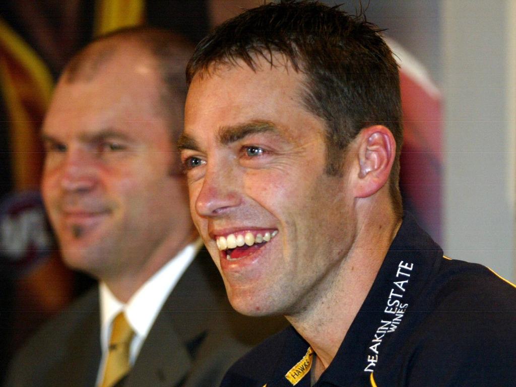 Dunstall (left) was part of the Hawthorn administration that appointed Clarkson coach back in 2004.