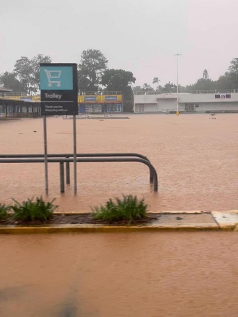 Cyclone Jasper flooding: The northern carpark at Smithfield Shopping Centre at 11am on Sunday December 17, 2023. Picture: Supplied