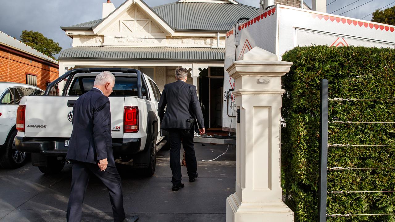 Police search a property in Mile End on Friday. Photo: The Advertiser.