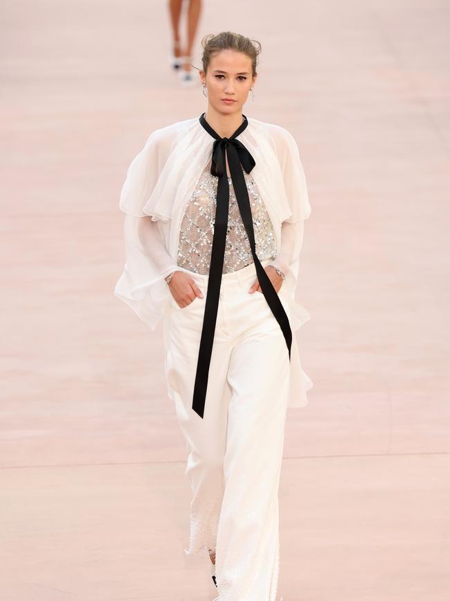 Sequins and tulle at Chanel’s most recent runway during Paris Fashion Week. Picture: Getty Images