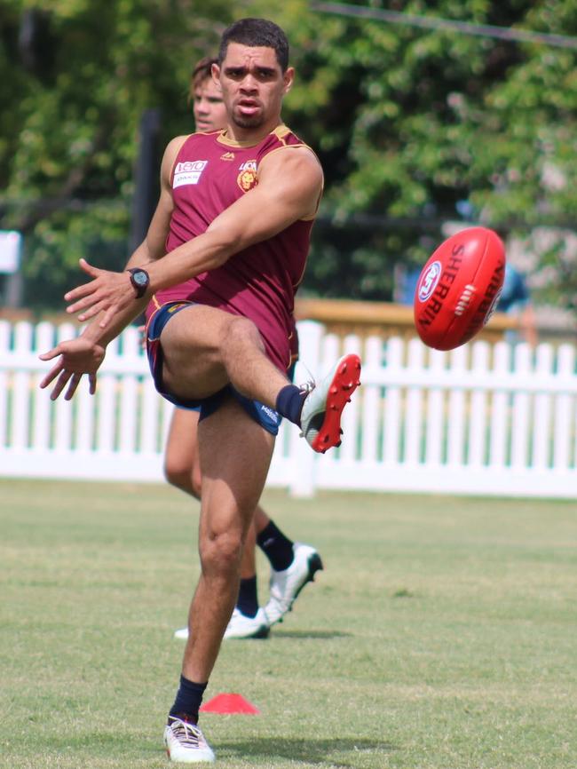 Charlie Cameron at his first training session for the Brisbane Lions. Picture: @brisbanelions/Twitter