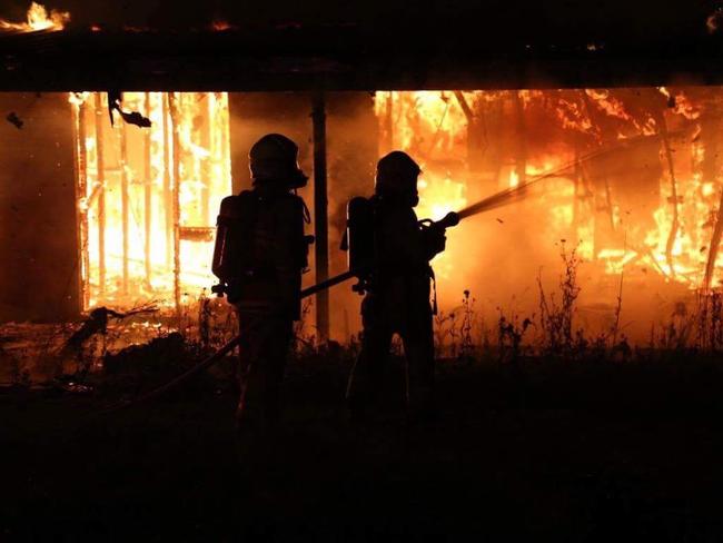 Firefighters fight the roaring blaze. Picture: Riverstone Fire &amp; Rescue