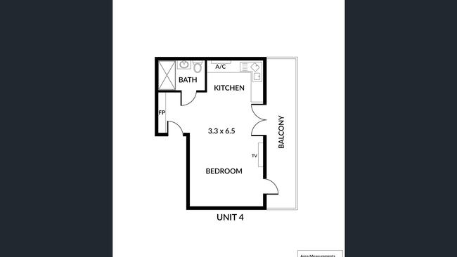 The 25sq m floor plan of the North Adelaide property. Picture: realestate.com.au