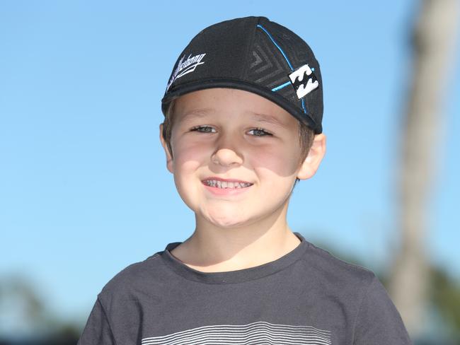 Young fan Max Pelling at the match. Picture: Tait Schmaal