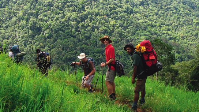 Trekking on the Kokoda Track. Picture: Ken Harris