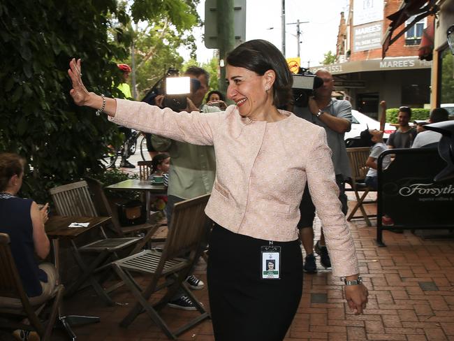 NSW Treasurer Gladys Berejiklian holds a media conference near her office in Naremburn. Picture: Dylan Robinson