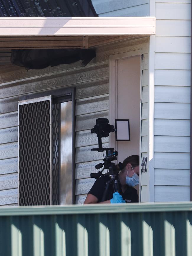 Police and Forensics are at the home in Bankstown. Picture: Gaye Gerard / NewsWire