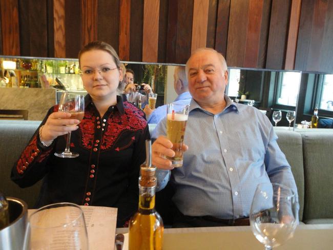 Ex-Russian spy Sergei Skripal and daughter Yulia pose in Zizzi restaurant. Picture: Supplied