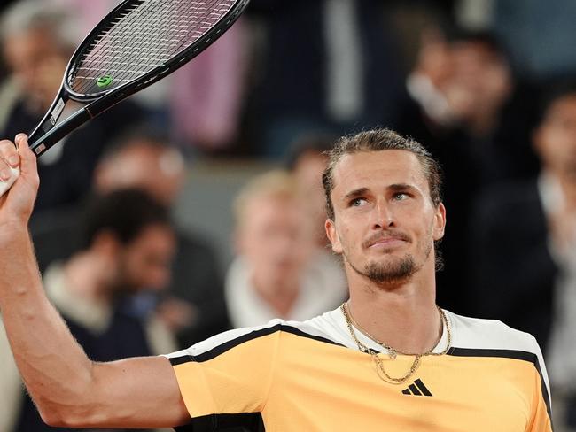 Alexander Zverev celebrates his straight sets win. Picture: Dimitar Dilkoff/AFP