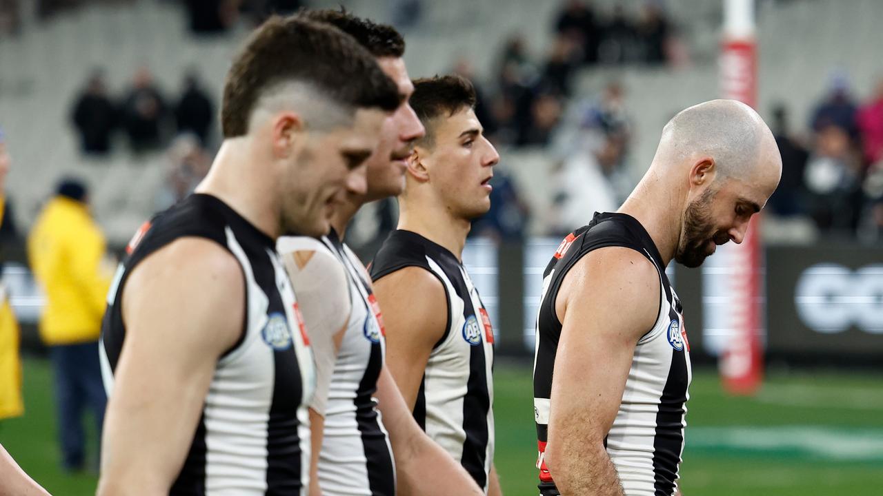 Six games left and the Pies need to win at least four. (Photo by Michael Willson/AFL Photos via Getty Images)