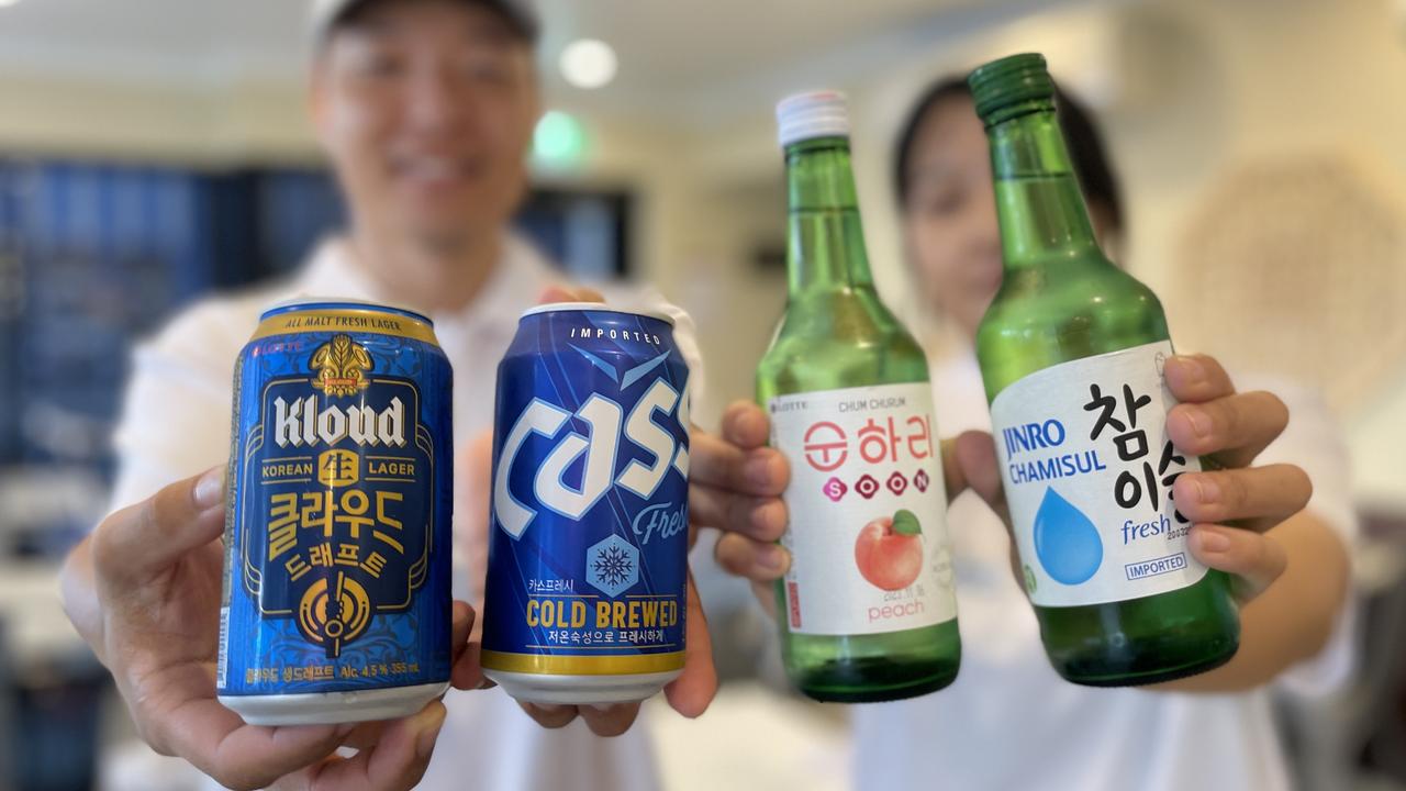 Drinks from Korean brands Cass, Kloud, and various soju drinks on offer at The Real Korean Restaurant in Mackay. Photo: Zoe Devenport