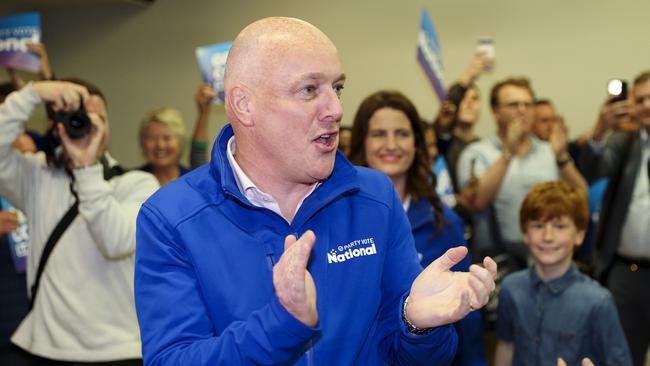 New Zealand National Party leader Christopher Luxon at a campaign rally in Wellington. Picture: Getty Images.