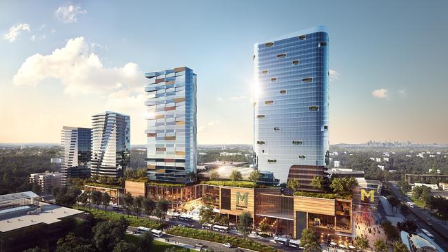 An artist's impression of towers planned at Sydney's Macquarie Centre.