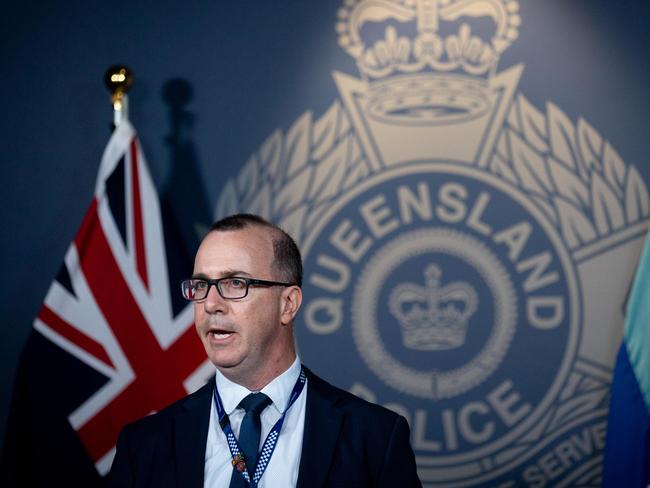 Detective Inspector David Jackman addresses the media on Thursday. Picture: Sarah Marshall/NCA NewsWire