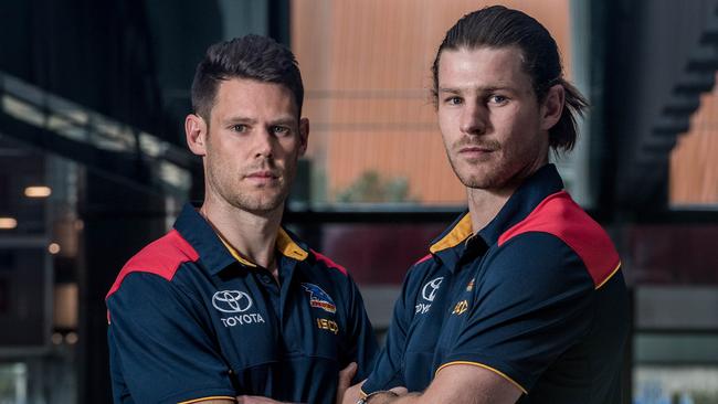 Adelaide recruits Sam Gibson and Bryce Gibbs. Picture: Jake Nowakowski