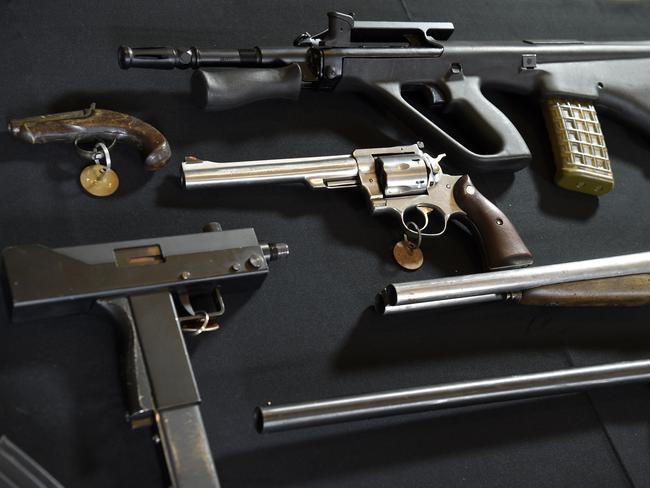 MELBOURNE, AUSTRALIA - NewsWire Photos FEBRUARY 3, 2022: Some of the illegal and unregistered firearms seized by Victoria Police. Picture: NCA NewsWire / Andrew Henshaw